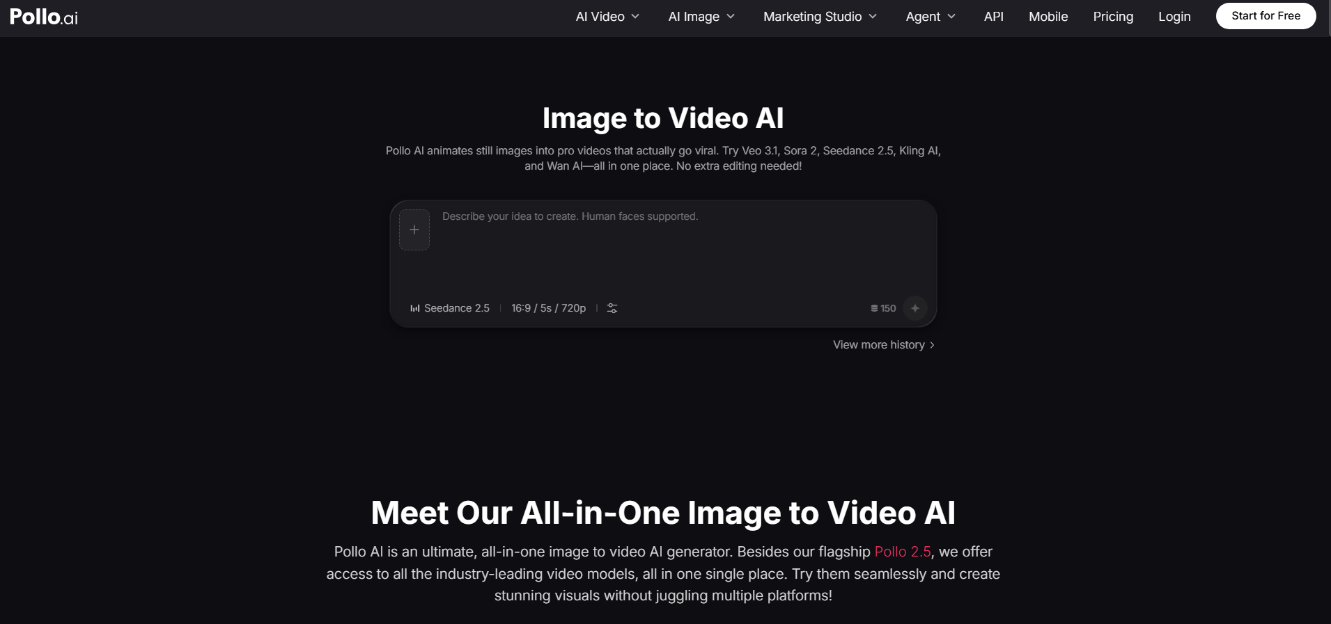 Pollo AI video generator interface