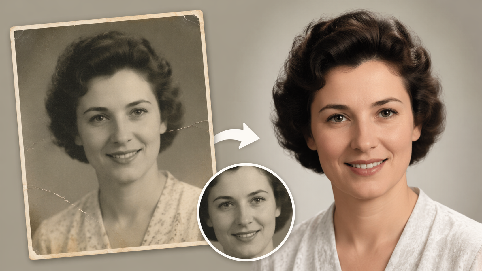 Dreamina old photo to new photo AI prompt prompt example 1: Vintage Portrait Refresh