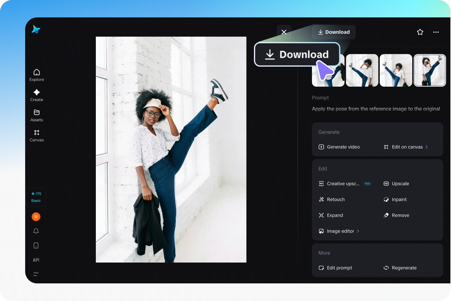 Download de AI-afbeelding met gewijzigde pose