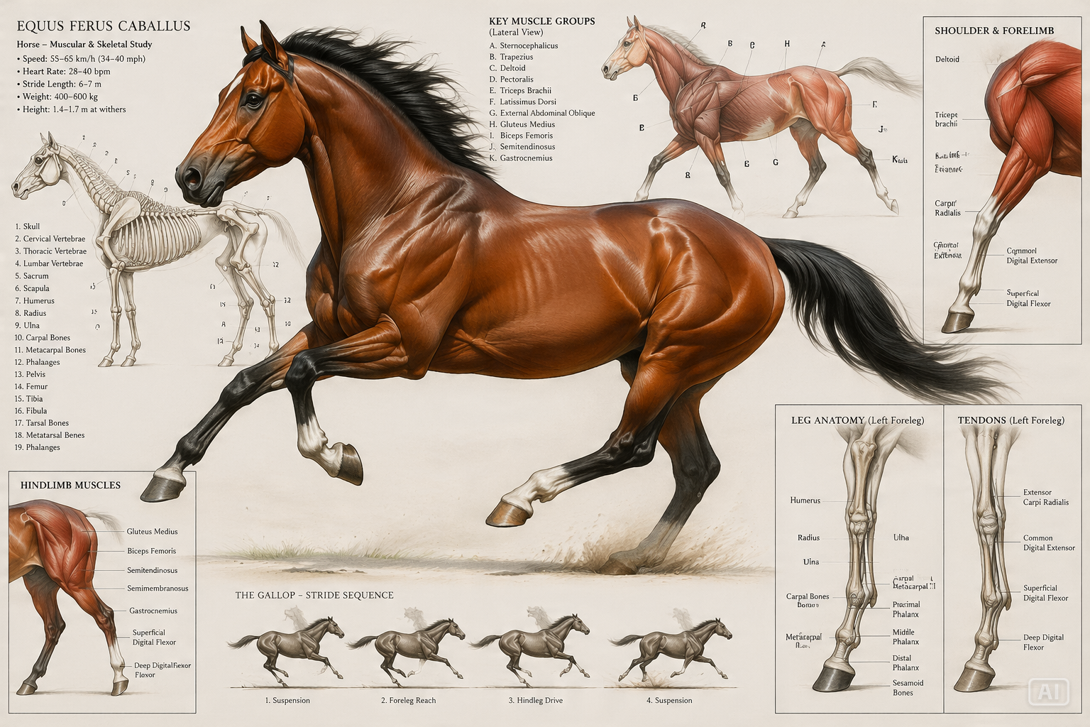 Animal anatomy study drawing prompt generated by Pippit