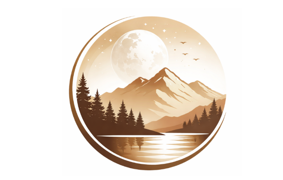 Moon & Mountain Silhouette logo design