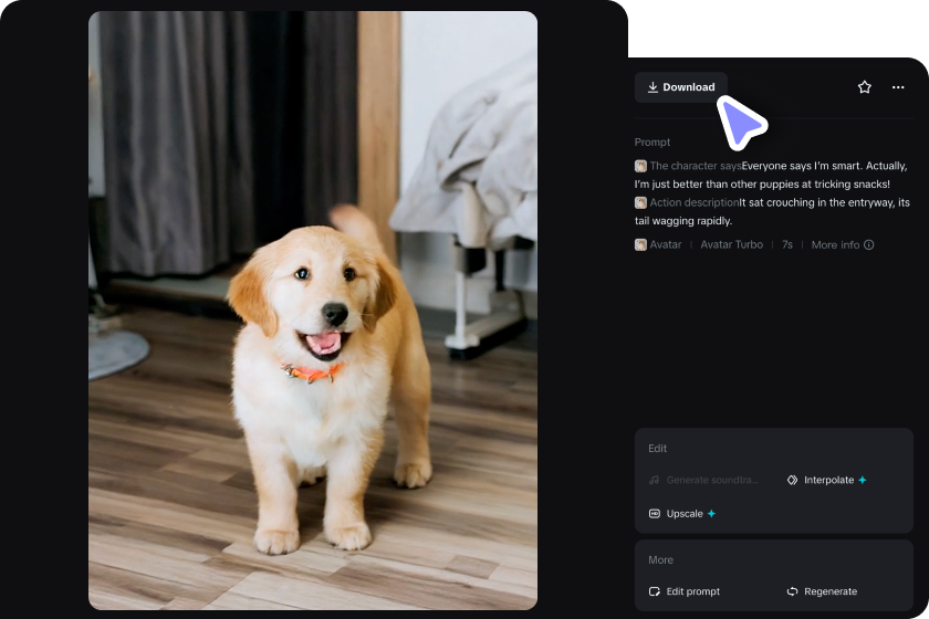 Améliorez et téléchargez la vidéo de votre animal qui parle