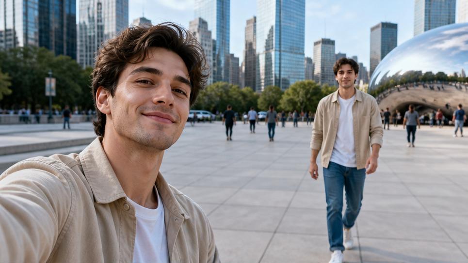 Gambar pahlawan Efek Video AI Kembar Selfie