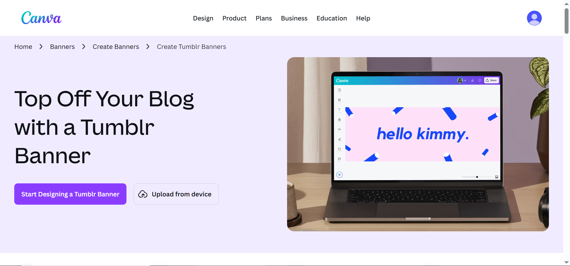 Pagina de start Canva