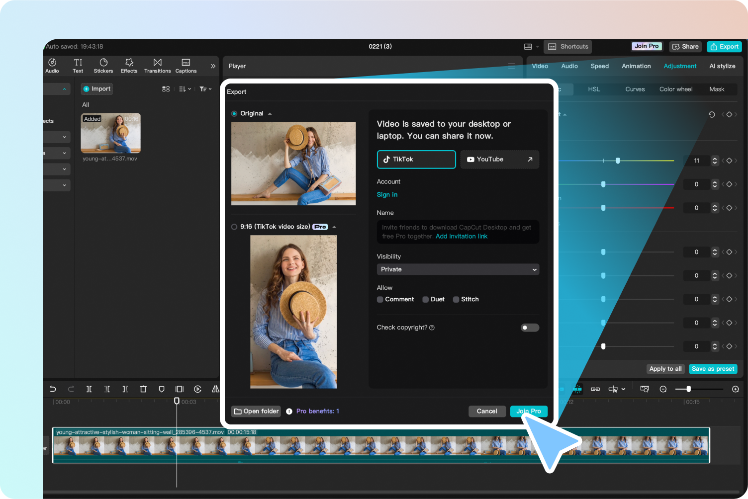 Export and share