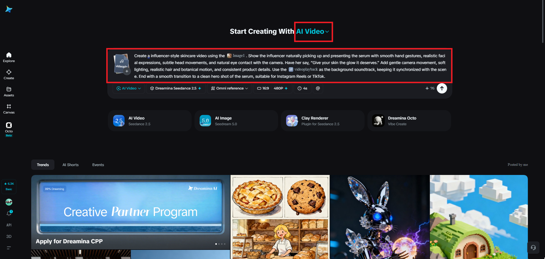 Choose Seedance 2.5 and add your references
