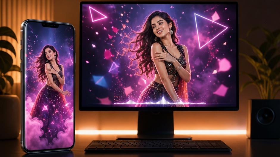 Hindi song dance video template and beat-synced editing visual