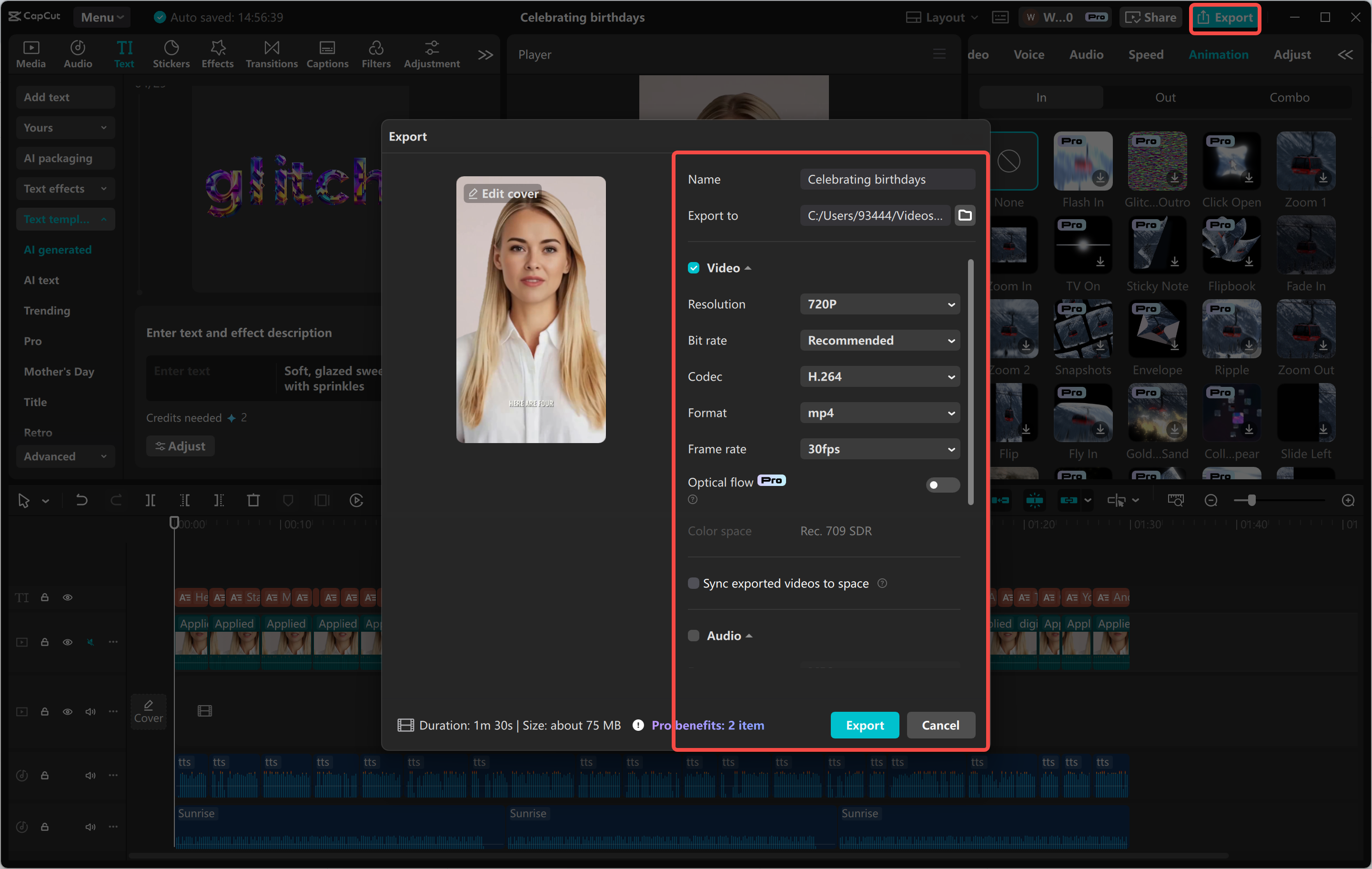 Exportieren eines Videos aus dem CapCut Desktop-Video-Editor