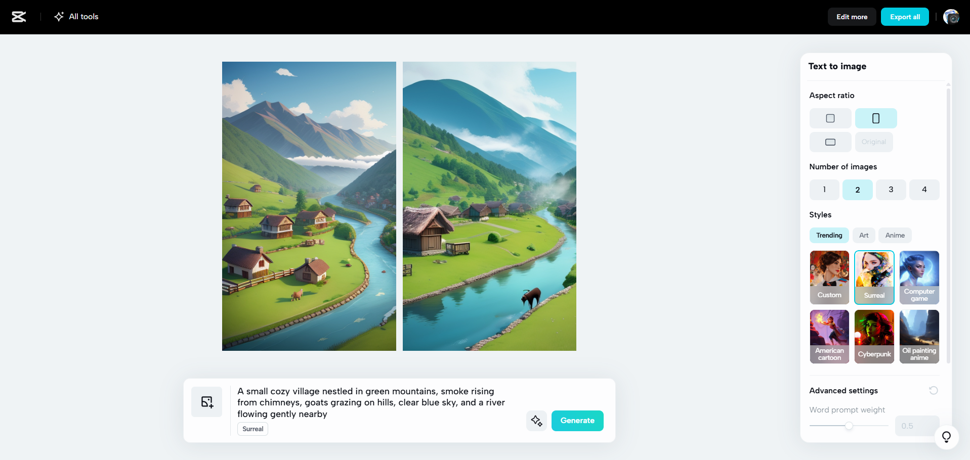 อินเทอร์เฟซของ CapCut Web - วิธีที่ง่ายขึ้นในการสร้างภาพด้วย AI