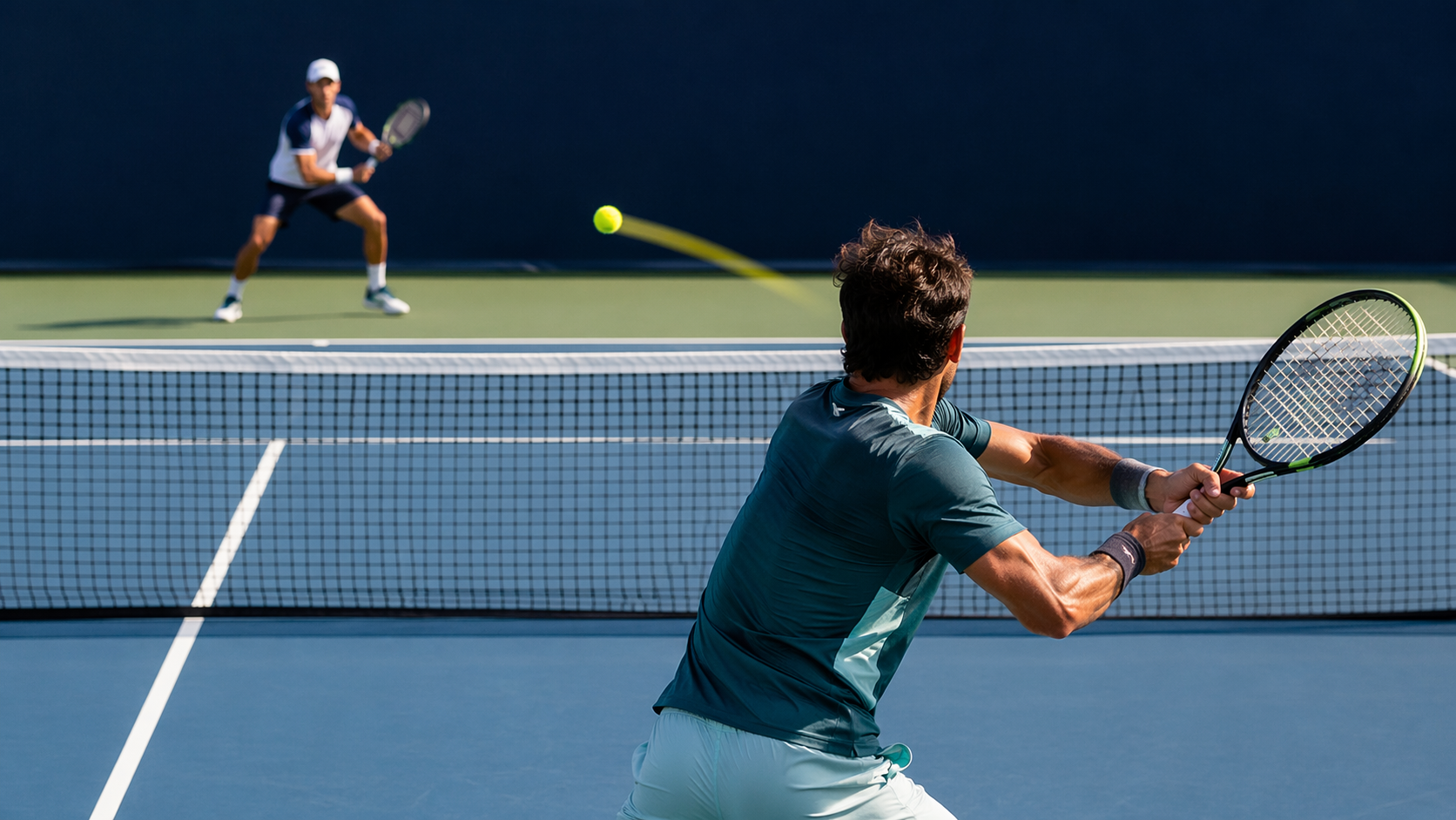 Dreamina Tennis AI fordert Prompt Beispiel 2: Golden Hour Tennis Serve