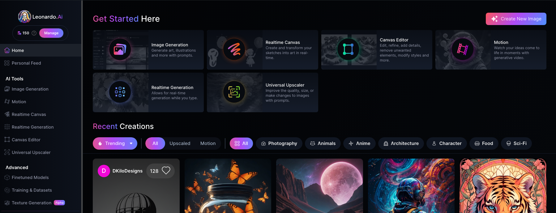 Leonardo. AI felület