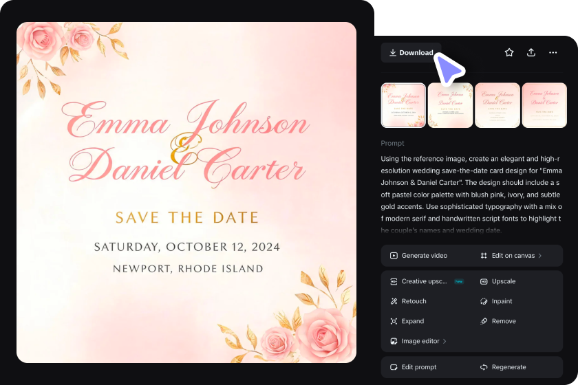 Edit & download the wedding card