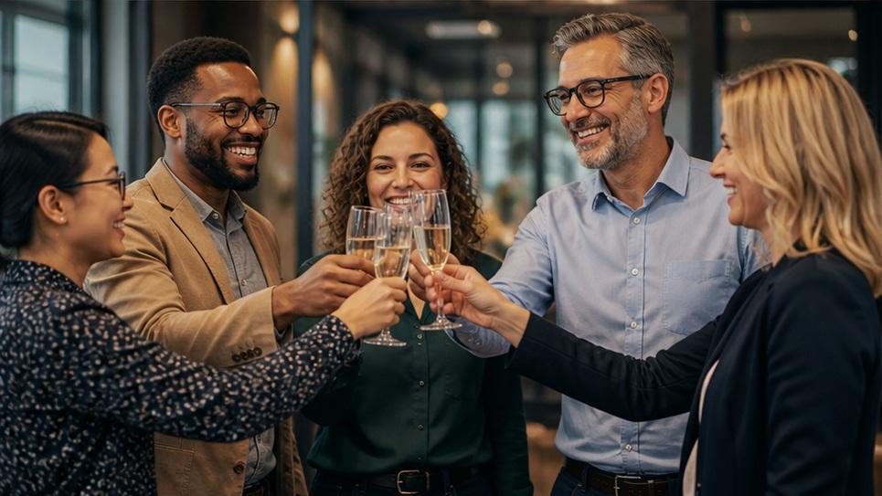 Vidéo de vœux d'anniversaire de travail - Célébration de groupe