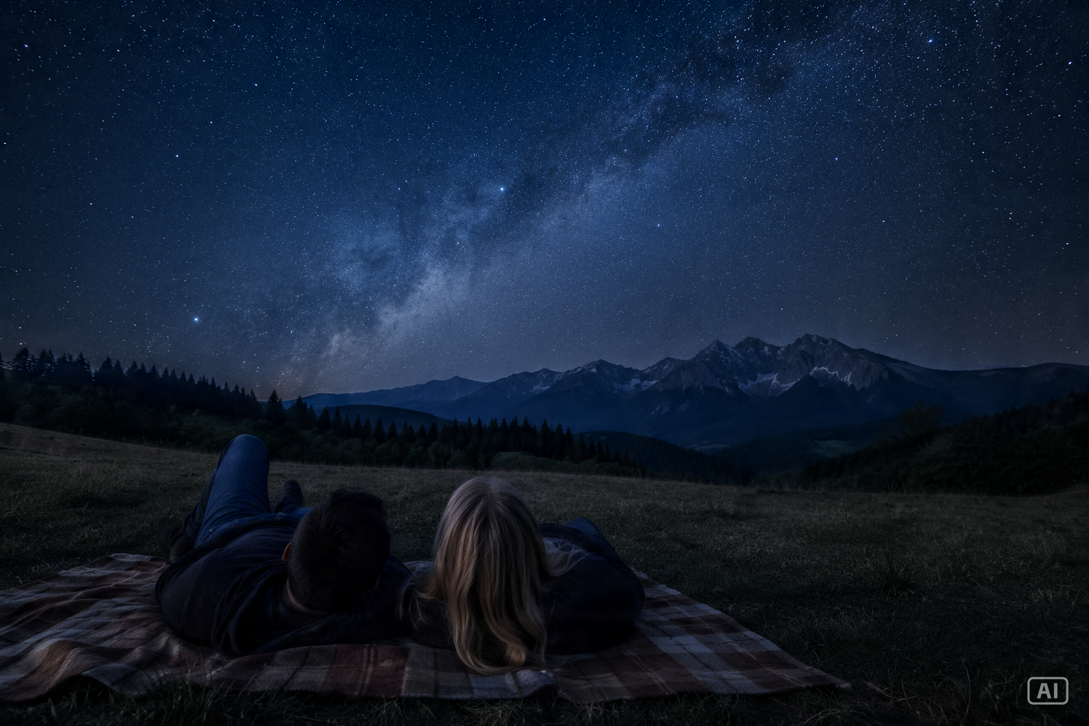 Couple stargazing wallpaper generated by Pippit