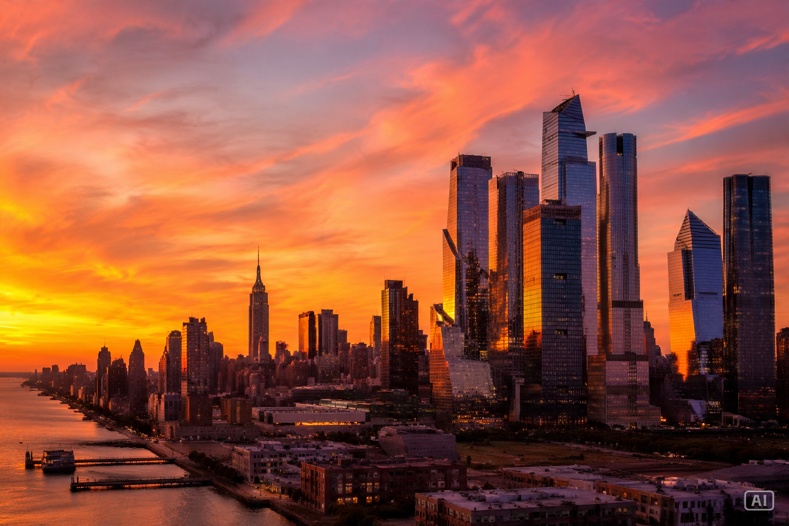 City skyline sunset image generated by Pippit