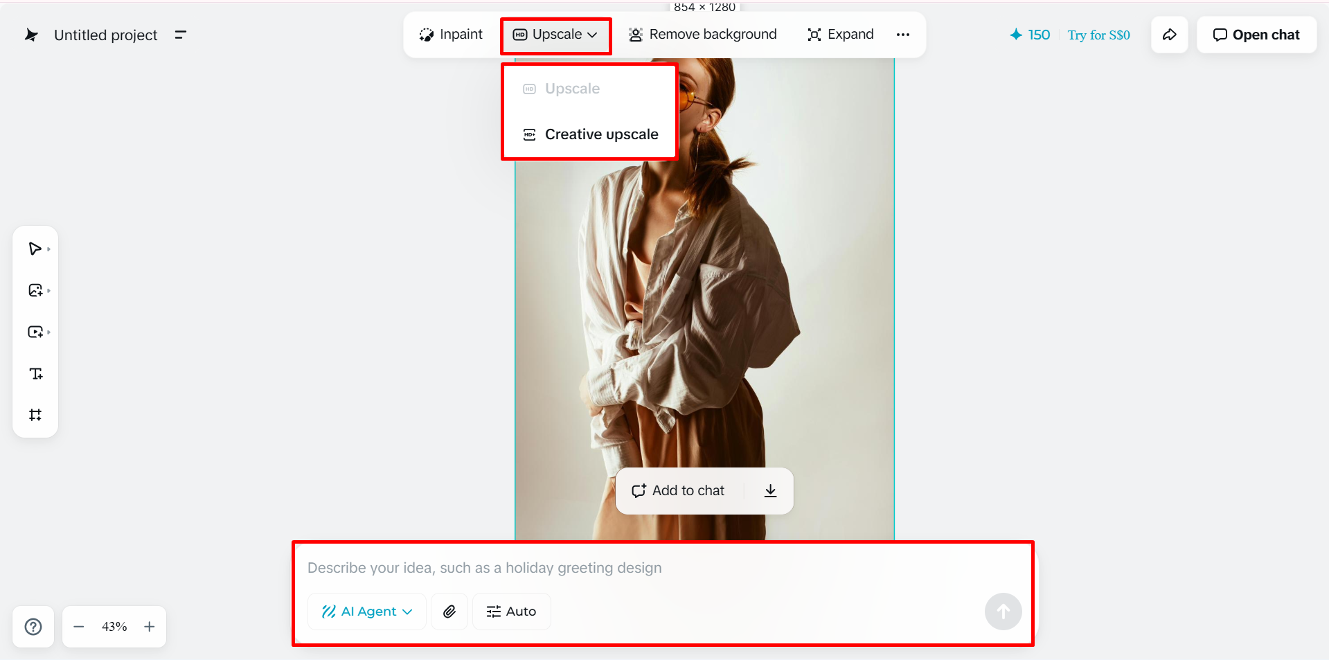 Meningkatkan imej menggunakan penambah foto dalam talian Dreamina