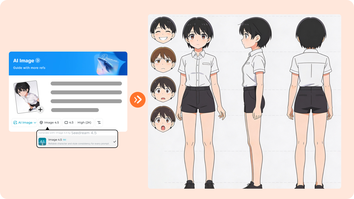 무료 AI 애니메이션 캐릭터 시트 제작자: 빠른 디자인 캐릭터 프로필