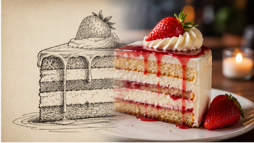 Menu Sketch Video prompt example 1 - Sketch to sandwich