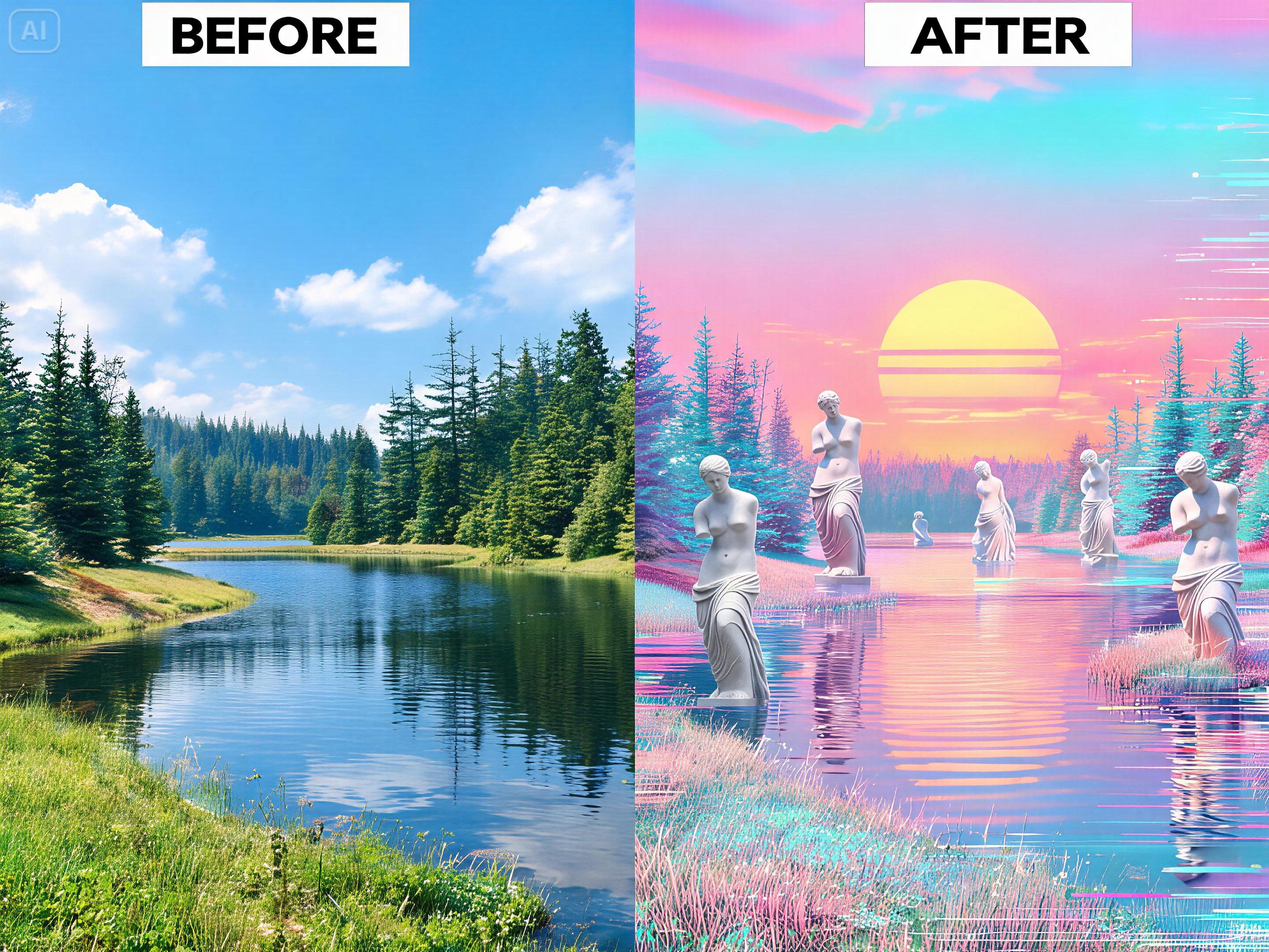 Prompt for a dreamlike vaporwave landscape scene