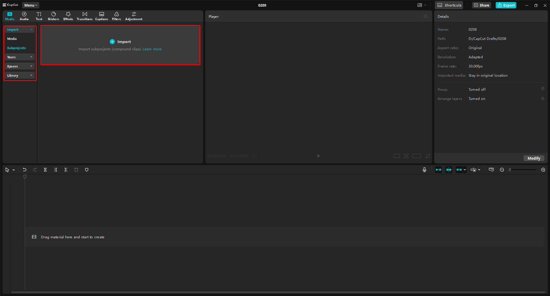 Foto 's importeren in de CapCut desktop video-editor