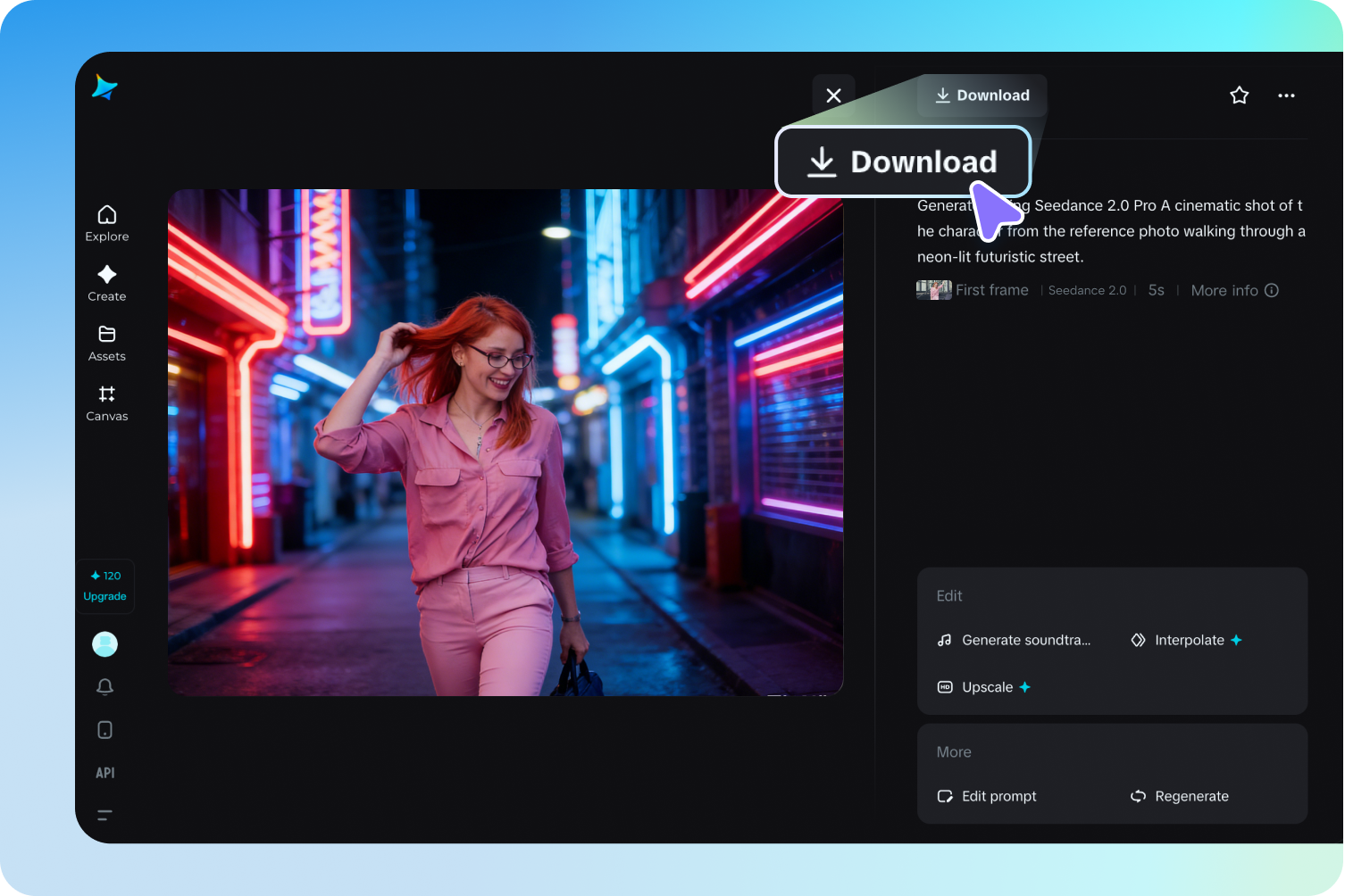 Genera ed esporta un video AI utilizzando Seedance 2,0