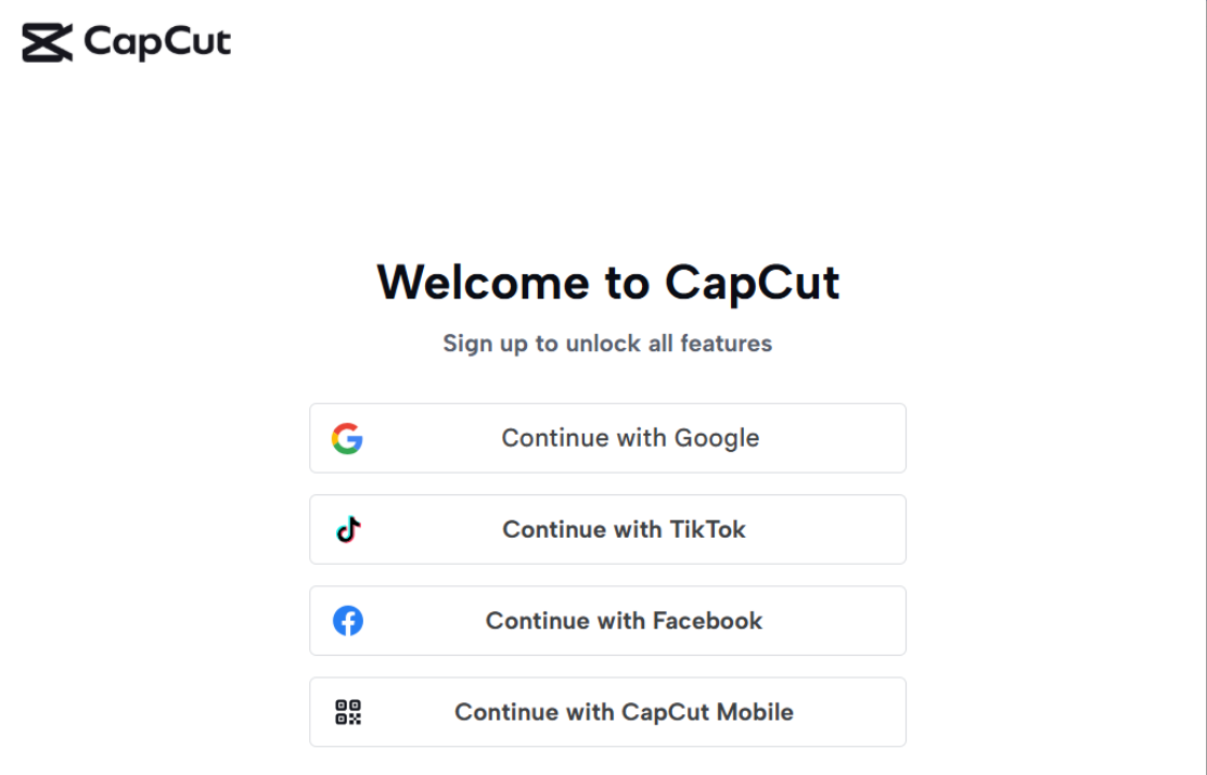 Login on CapCut Web