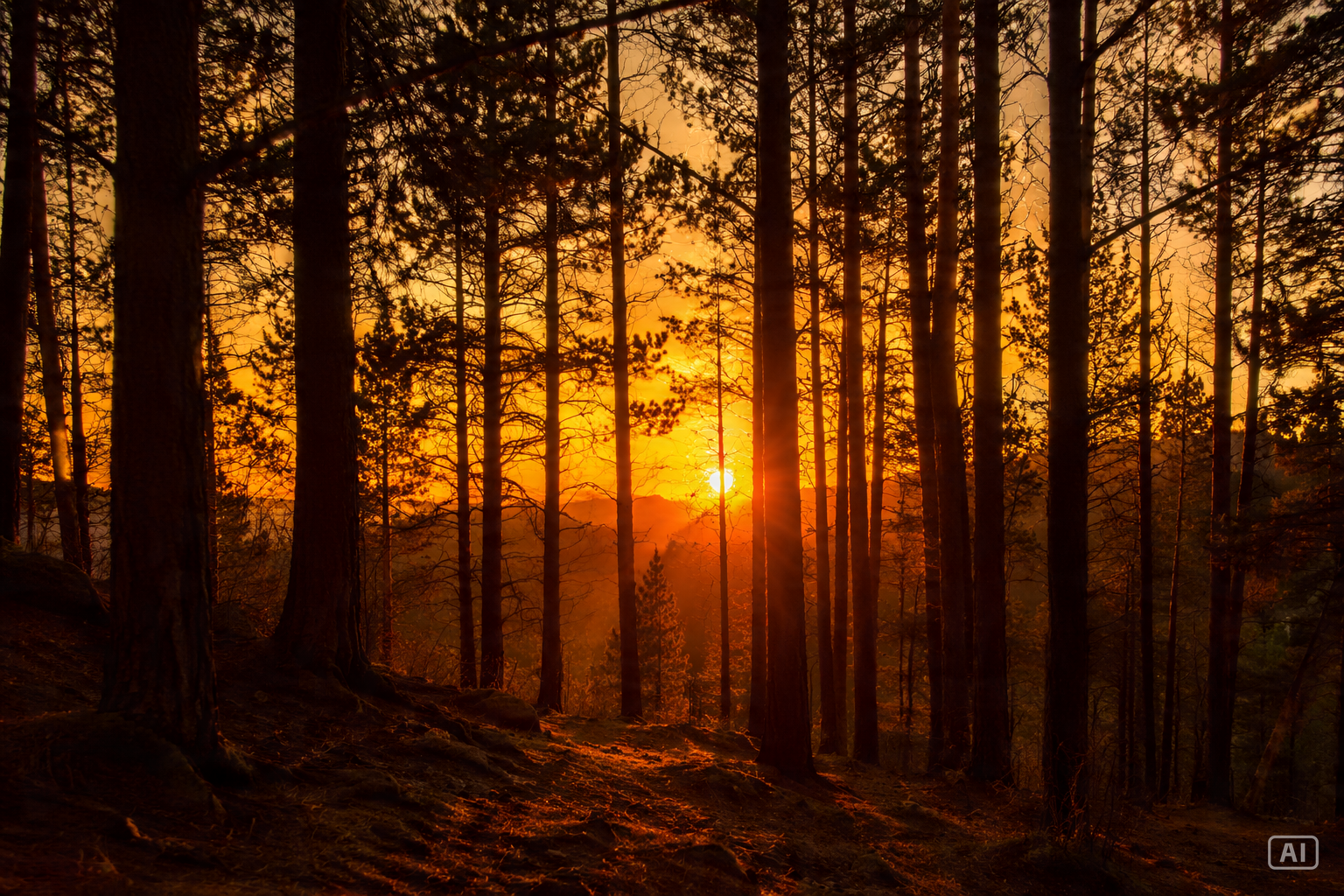Forest silhouette sunset image generated by Pippit