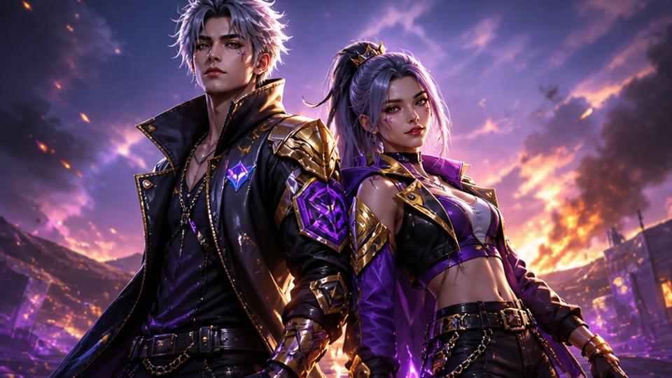 Gemini Free Fire Couple Prompts - czuła scena zwycięstwa ze szczegółami świata gry