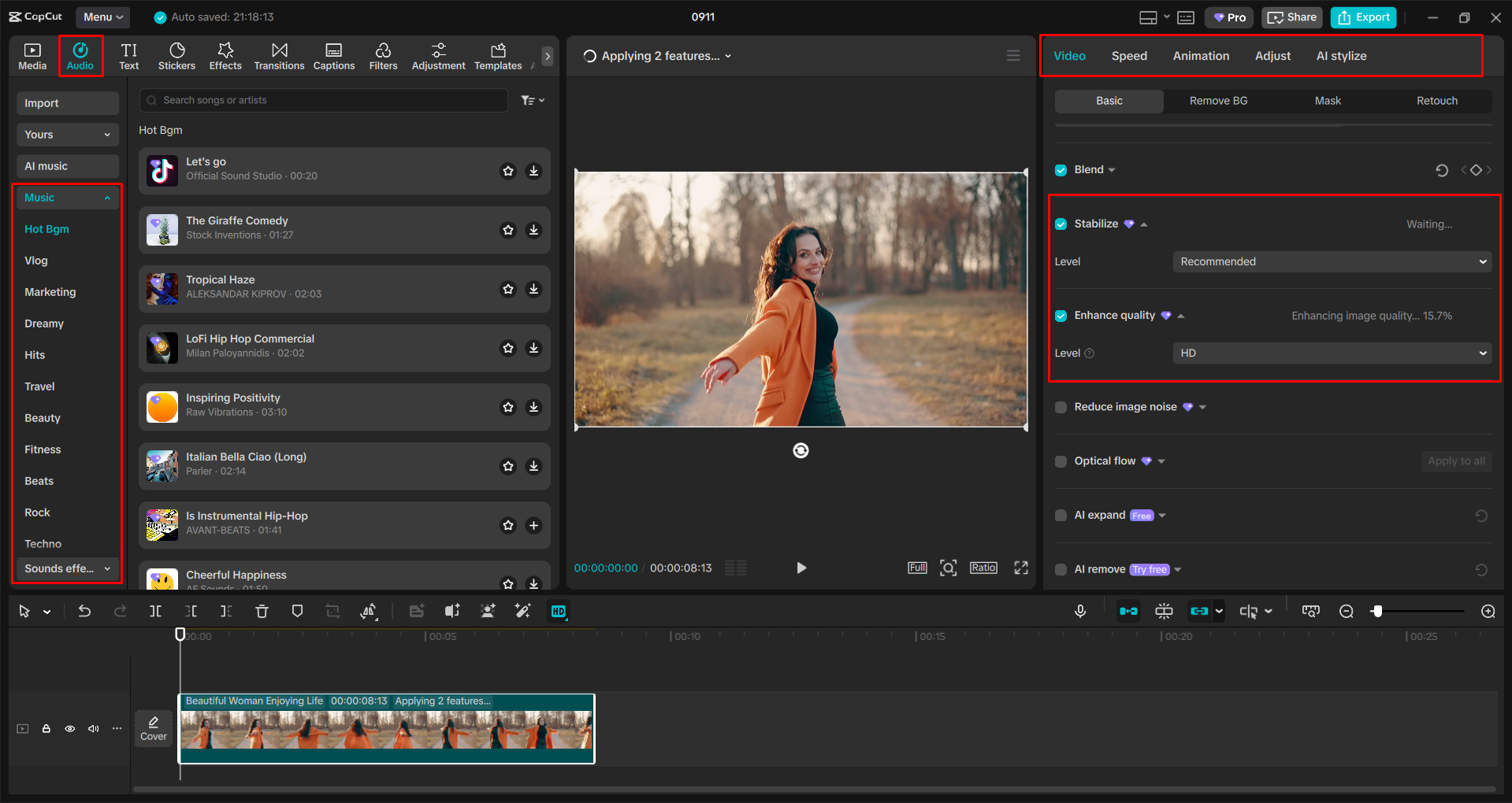 Verbesserung des Videos mit dem CapCut Desktop-Video-Editor