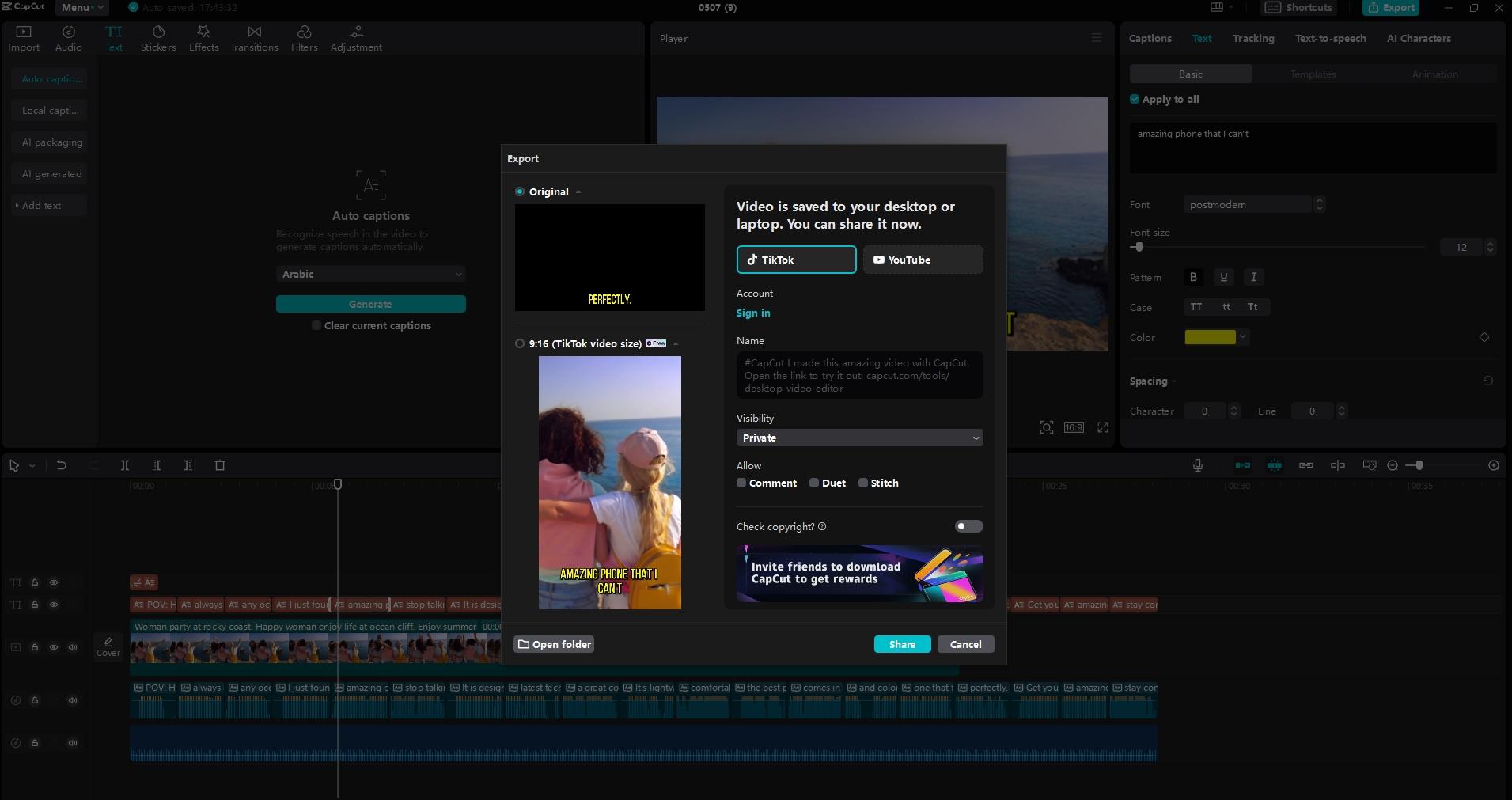 the Export button
