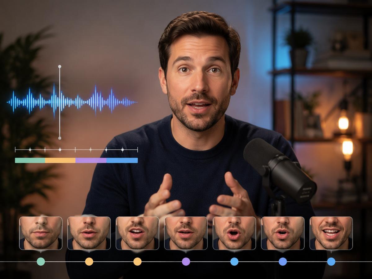 talking head lip sync AI prompt cover 3 in 4:3
