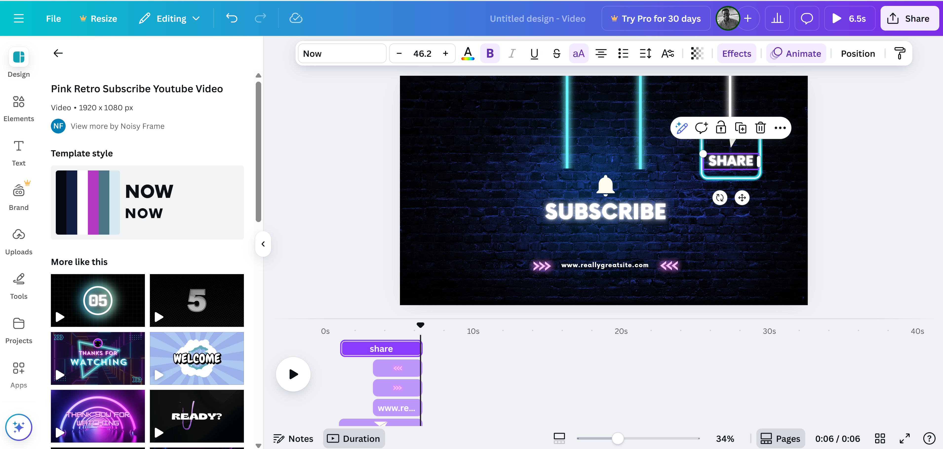 Canva: Outro YouTube video