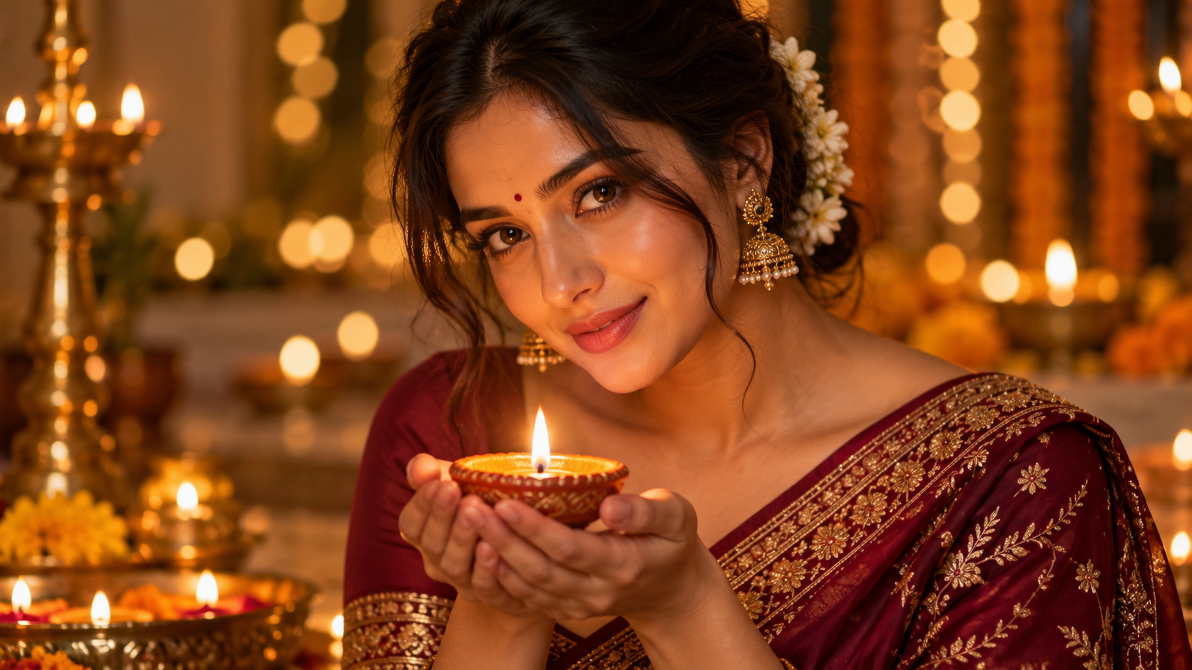 20+ Diwali Diya Girl AI Photo Prompts for Viral Social Media | Dreamina