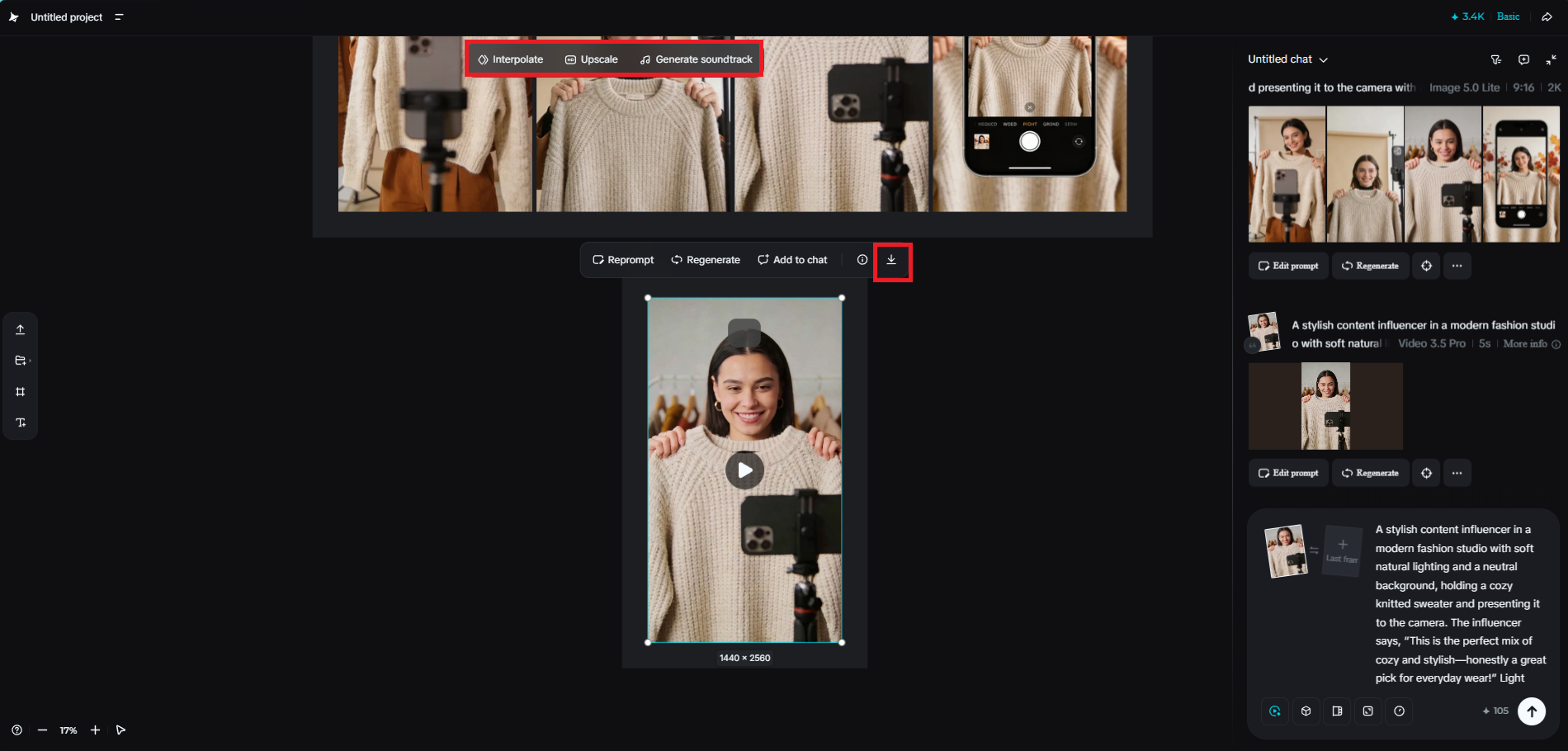 Edit and download the generated video