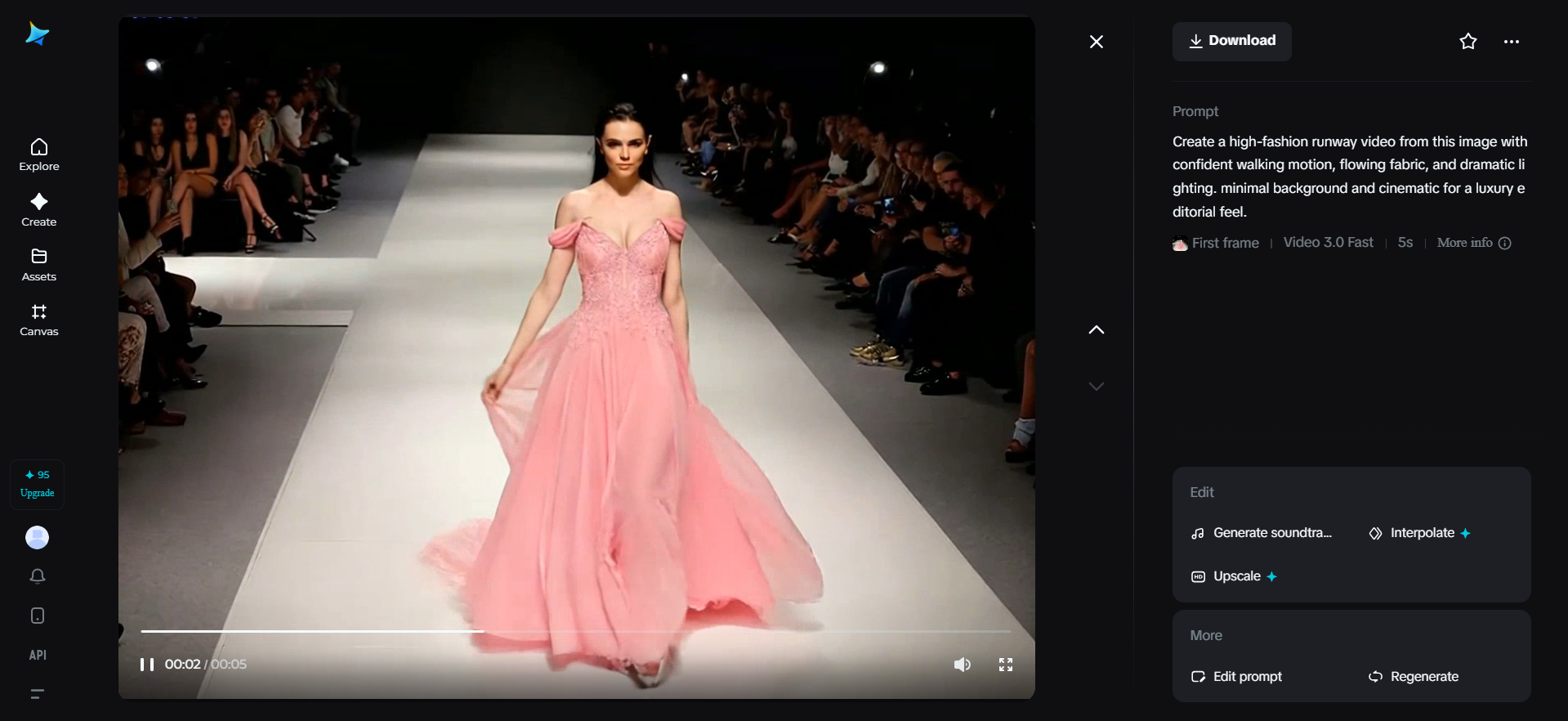 Generating a fashion video
