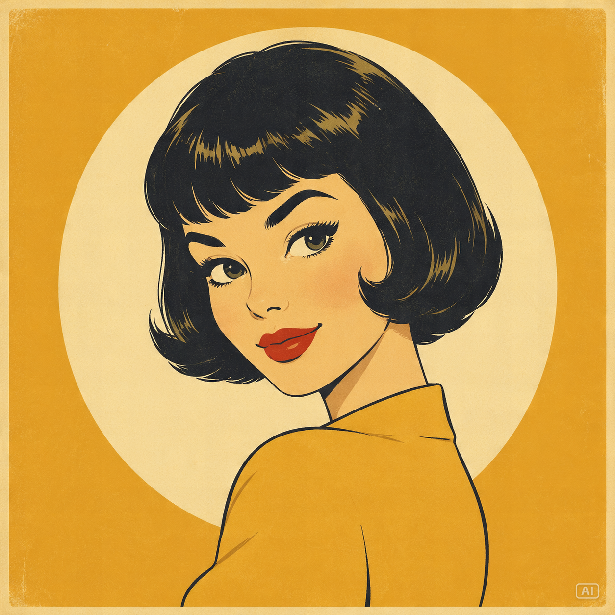 Vintage retro cartoon girl profile picture generated by Pippit