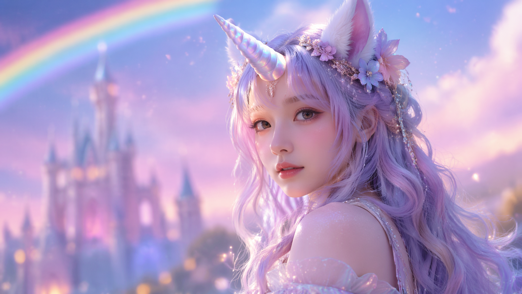 Dreamina add unicorn horn to photo prompt example 6: Anime unicorn cosplay