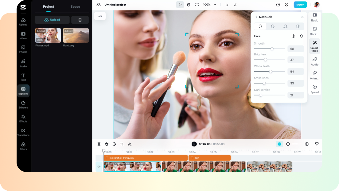 smart tools with CapCut's Retouch Feature