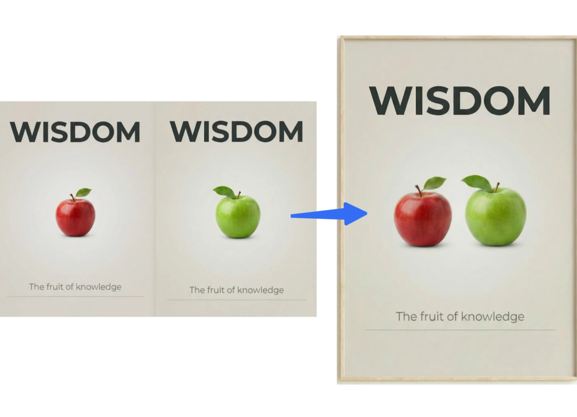 AI blend feature merges multiple visual references into a unified poster design