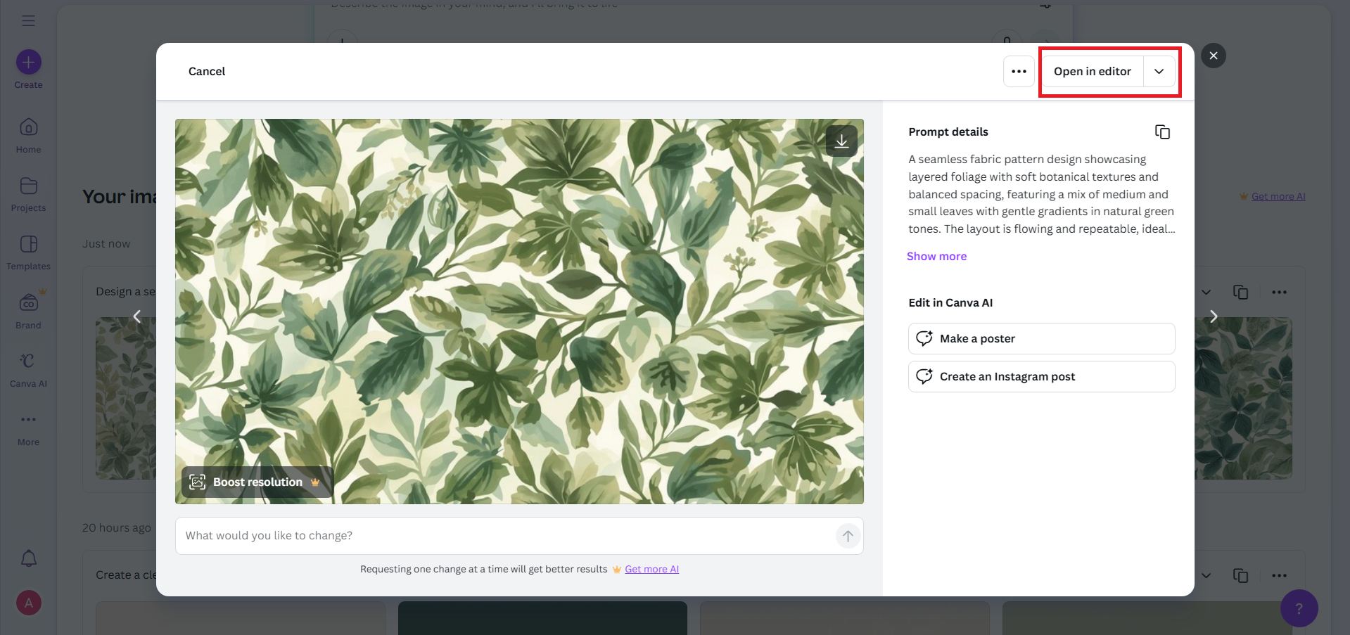 Review the four pattern options and open your favorite