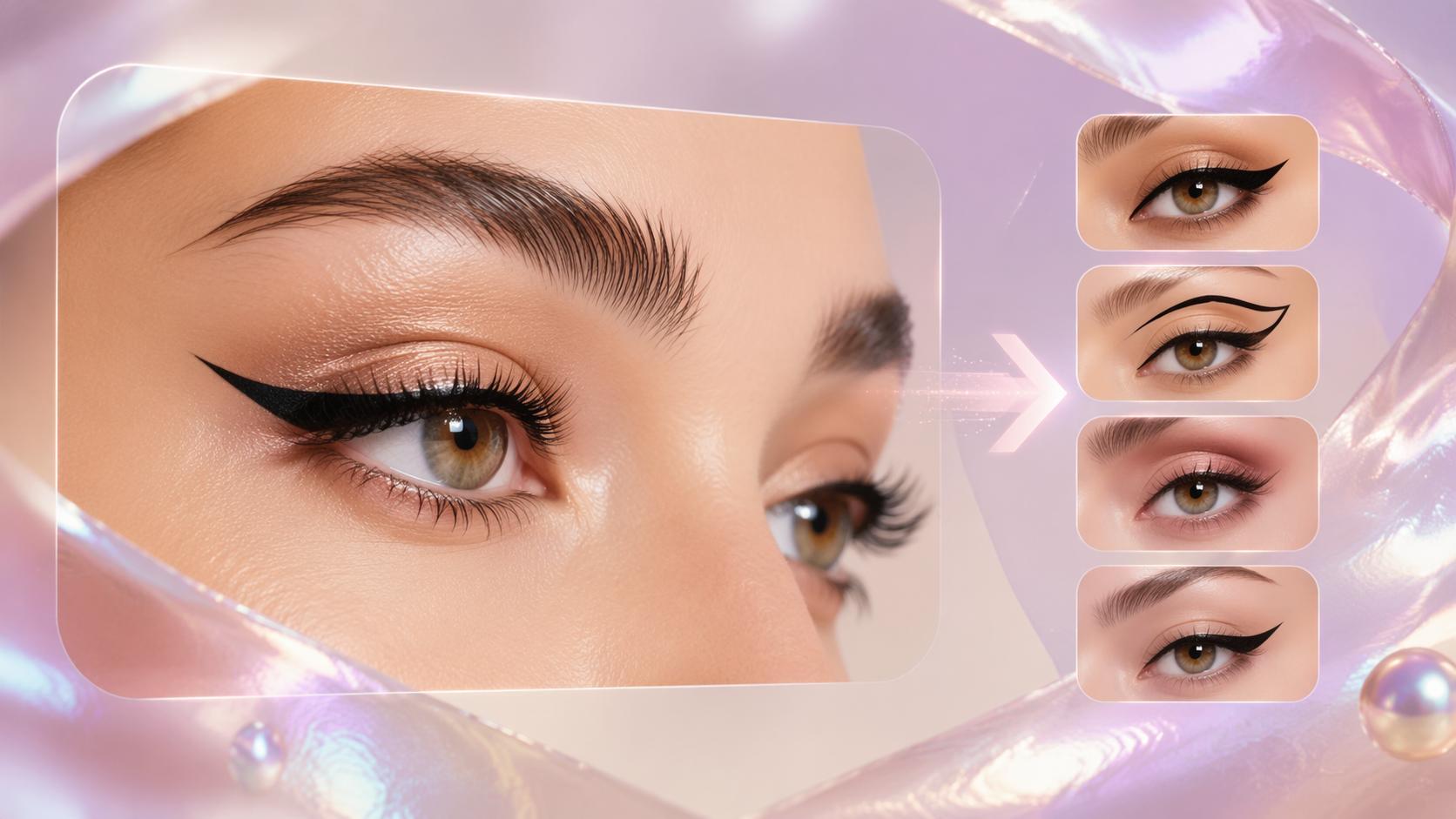 Dreamina eyeliner filter hero image with realistic virtual try-on concept