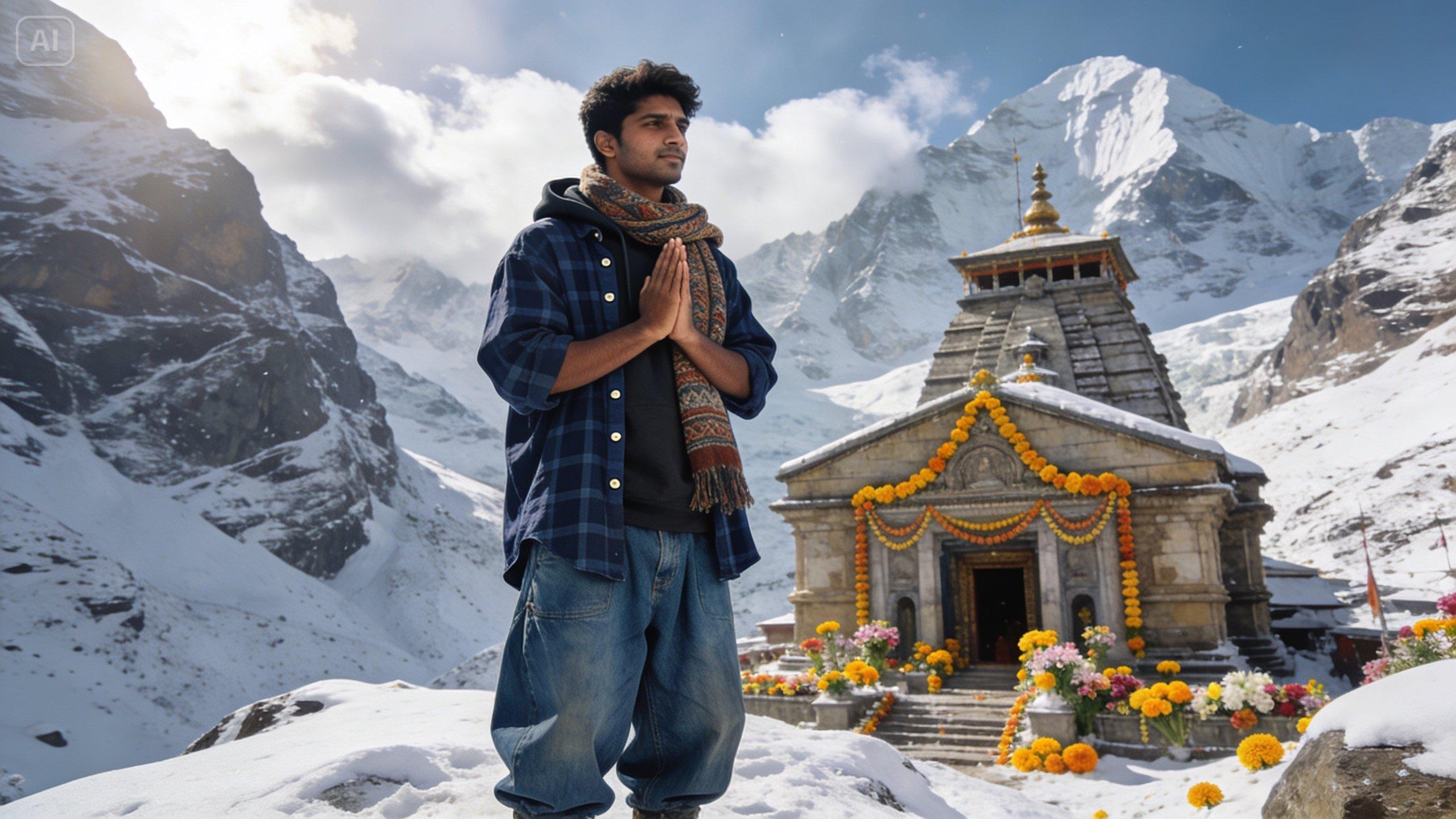 Avantage visuel : infographie à vue unique résumant la date d'ouverture du temple de Kedarnath, les horaires du darshan et la réservation d'hélicoptères.