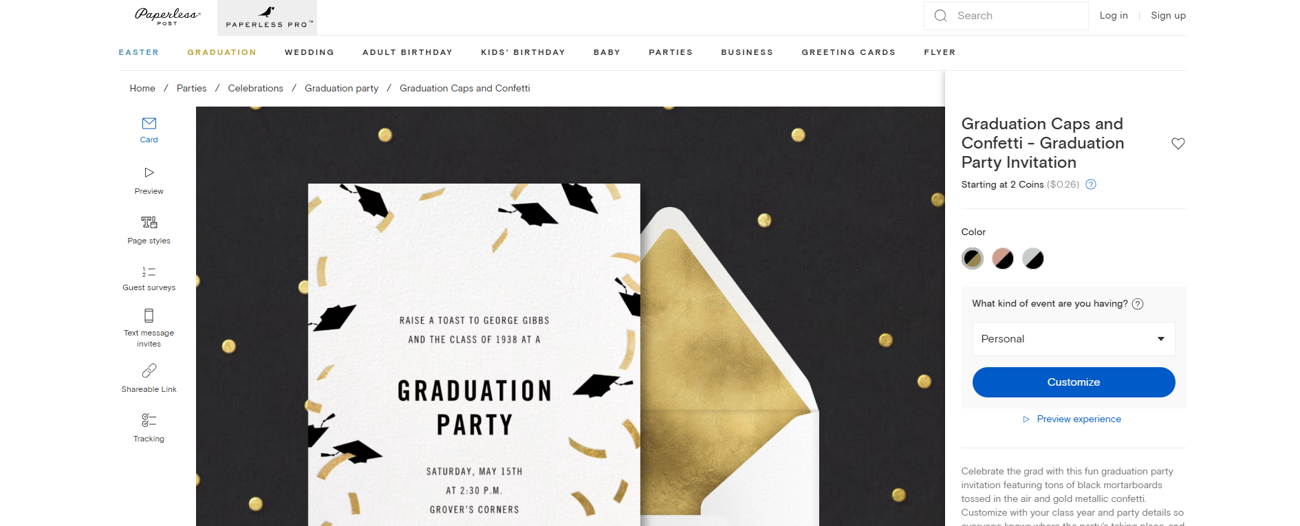 Publicación sin papel para invitaciones de graduación en línea