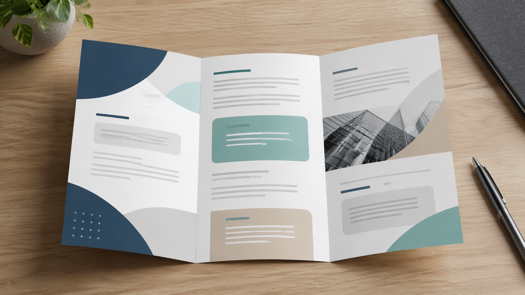 Dreamina brochure mockup prompt example 1: Tri Fold Brochure Mockup