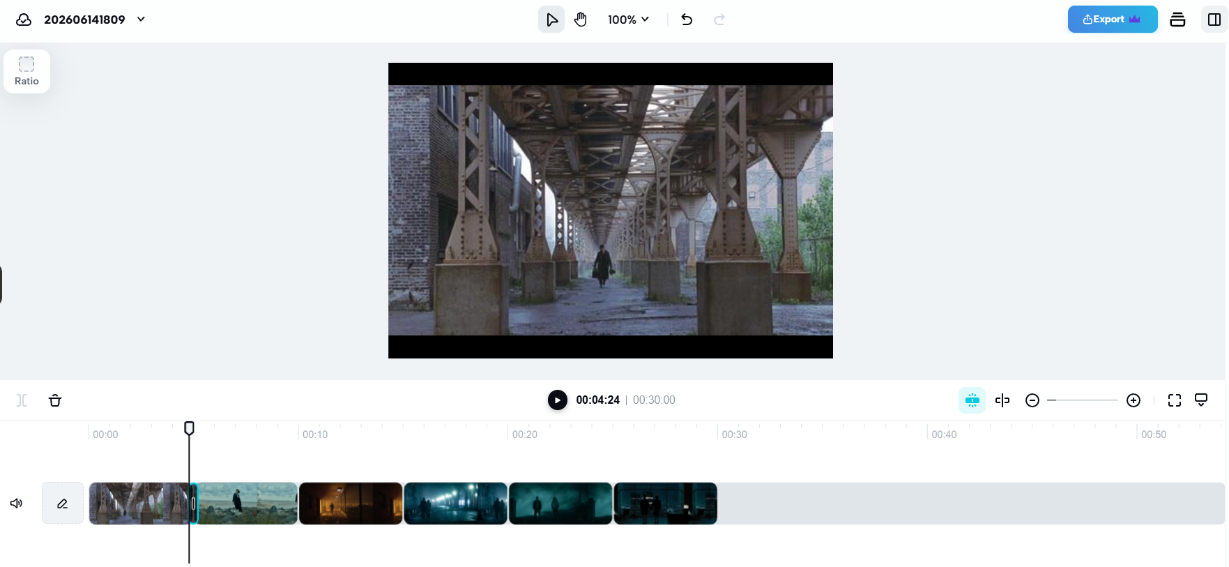 Cross dissolve transition blending two cinematic video clips smoothly in video editing timeline