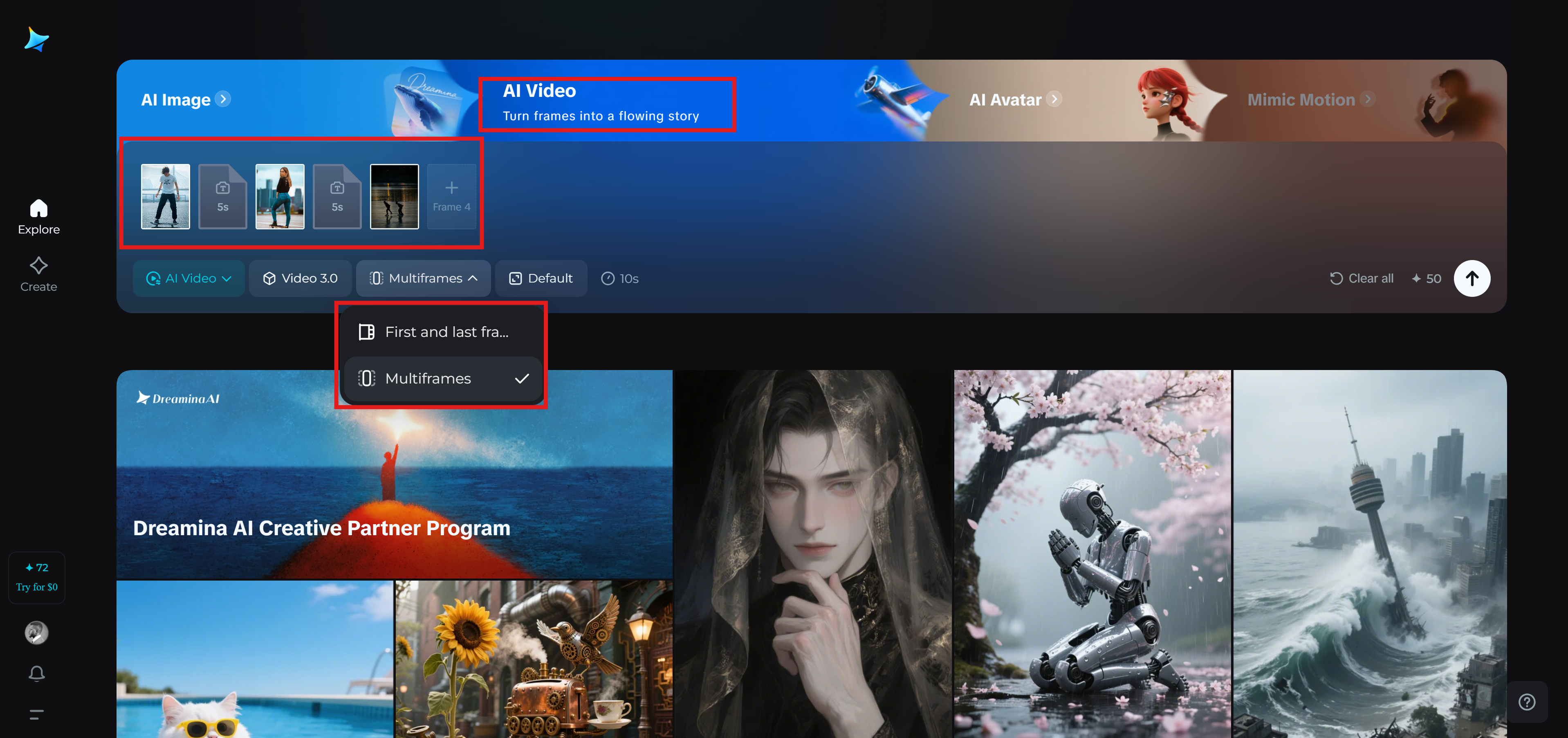 Erstellen Sie ein flüssiges Video mit Dreamina AI