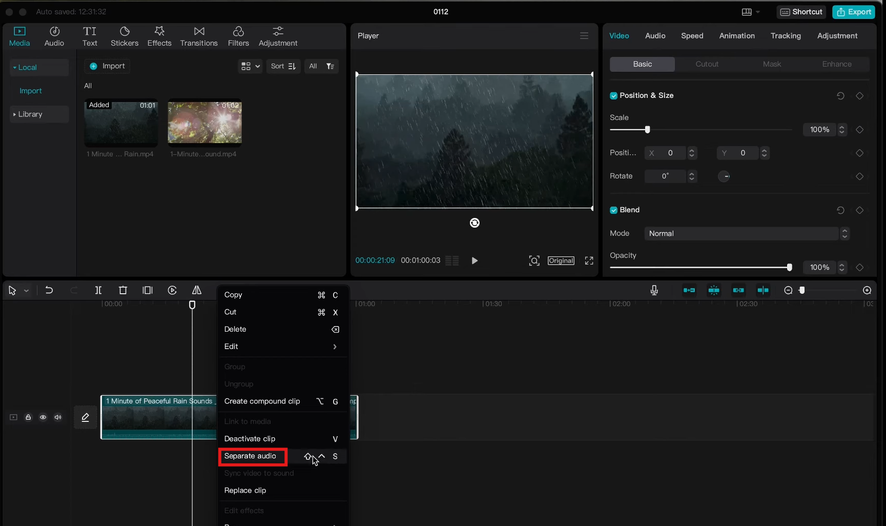 Separare audio dal video