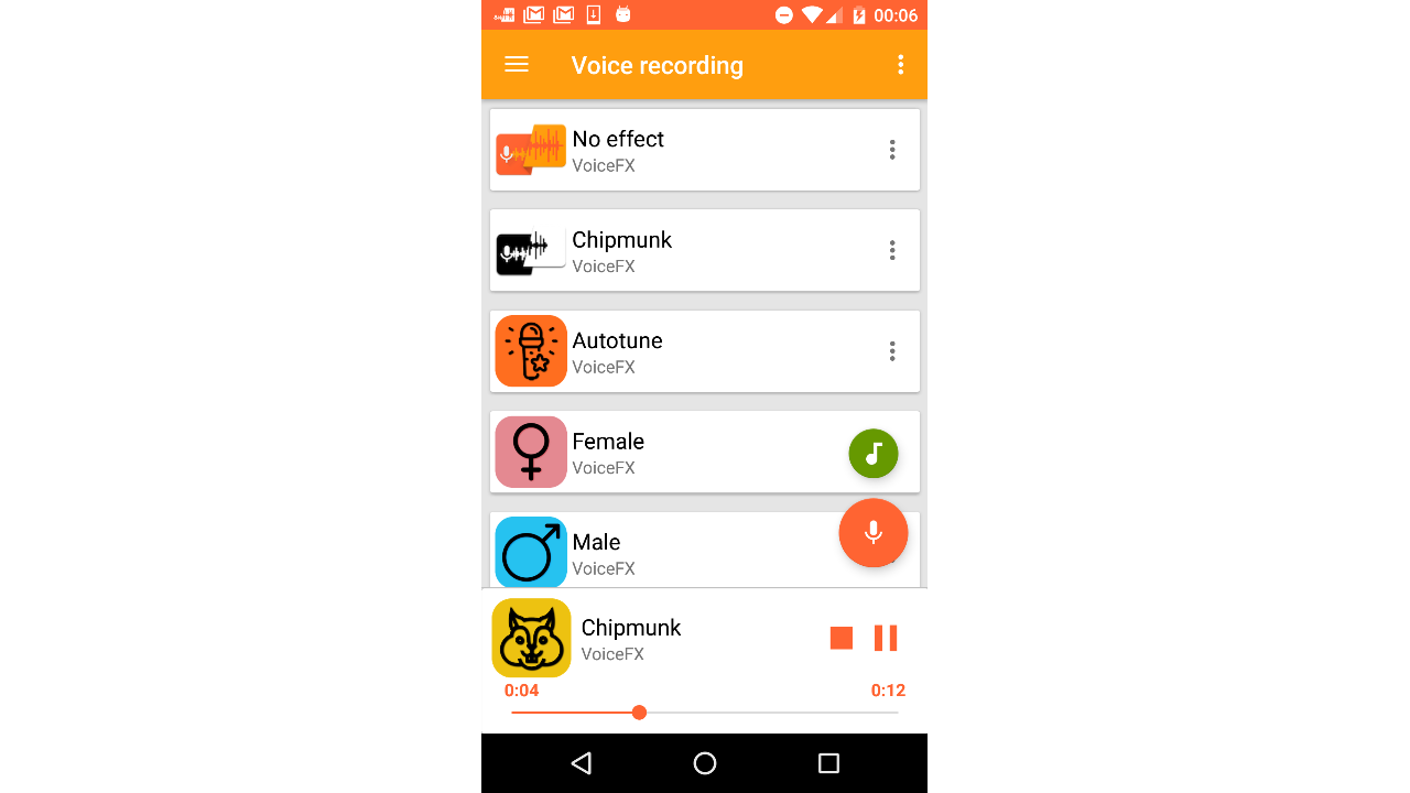 VoiceFX interface
