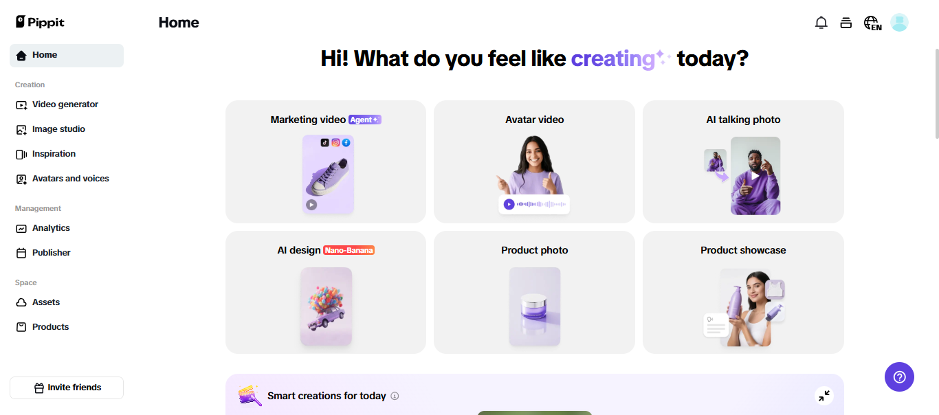 Homepage di Pippit