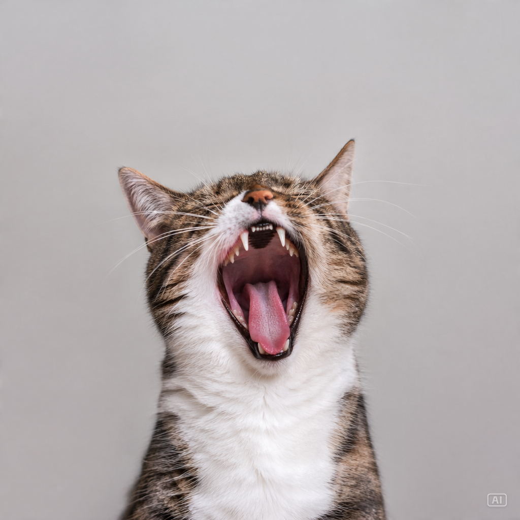 Cat mid-yawn meme image generated by Pippit
